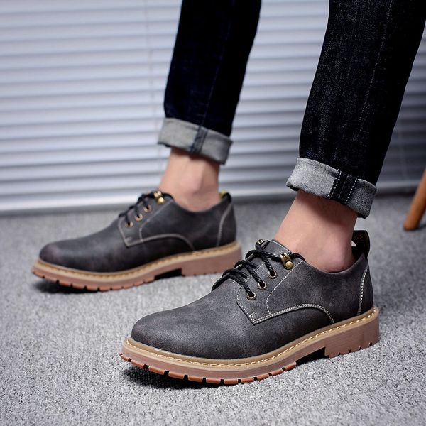 

genuine leather men shoes spring autumn work & safety shoes fashion casual mens leather moccasins, Black