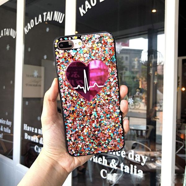 

love heart glitter bling case for iphone 6s 6 plus 7 8 7 plus x xs sequins bling shining shell cover case for iphone 11 pro max glitter case