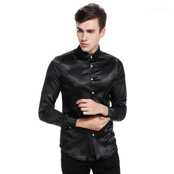 

shirts mens fashion shirts mens designer long sleeve shirts solid color autumn casual slim turn-down collar, White;black