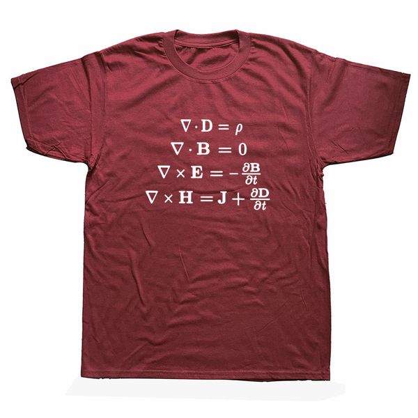 

men t-shirts maxwells equations cotton tee shirt short sleeve science physics geek mathematics equation t shirts