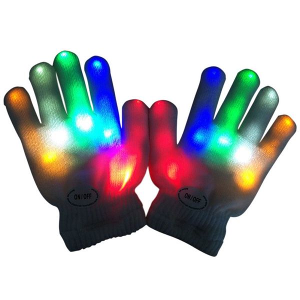 

fingerless gloves kids fingertip led rainbow flash light glow stick mittens, Blue;gray