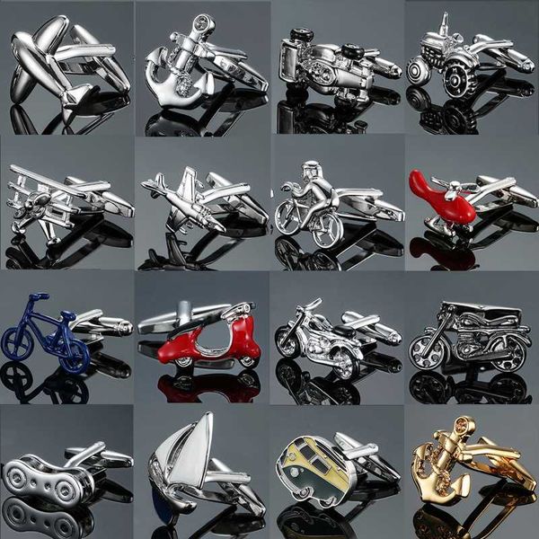 

new brass material high-grade car motorcycle airplane cufflinks fashion men's shirts cufflinks ing, Silver;golden