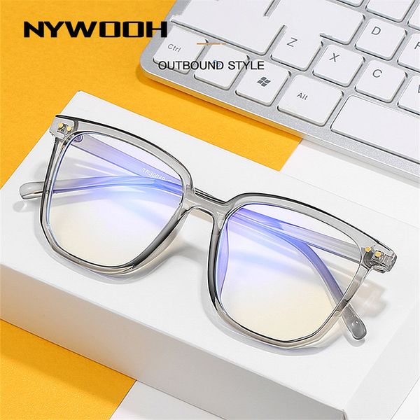 

nywooh computer glasses men screen radiation eyewear frame brand design office gaming blue light blocking spectacles eyeglasses, White;black