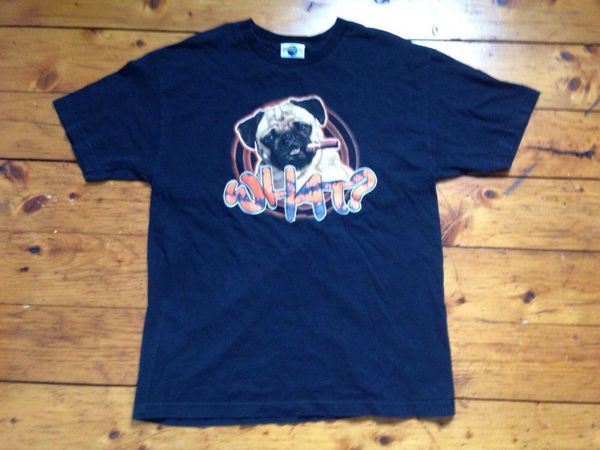 

vintage universal studios men in black shirt mens medium frank dog pug what t-shirt men short sleeve t shirt