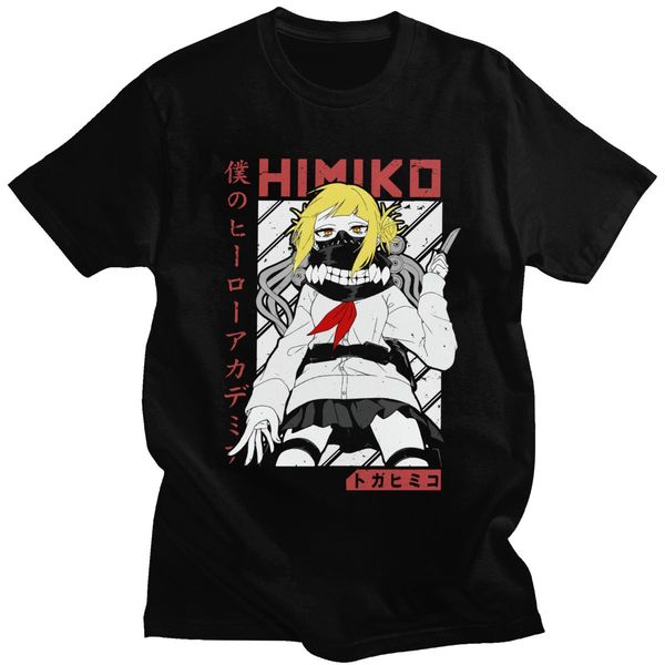 

retro boku no hero academia mens t shirt pre-shrunk cotton anime manga himiko toga tee short sleeve summer tshirt gift idea