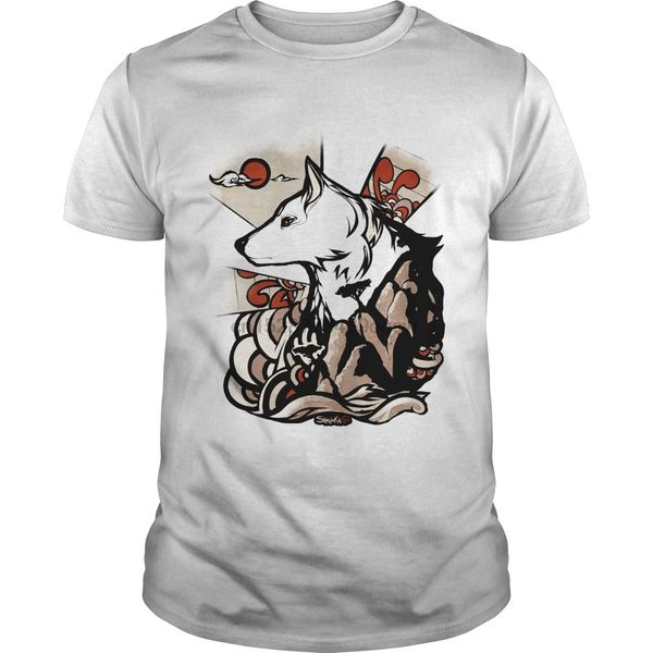 

мужчины тенниски wolf укиё-э прохладного printed t-shirt тройники верхней