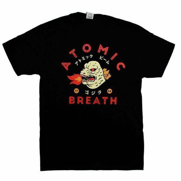 

godzilla atomic breath t shirt, White;black