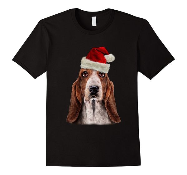 

t shirt basset hound dog in santa hat christmas men's fashion t shirt men summer t shirt