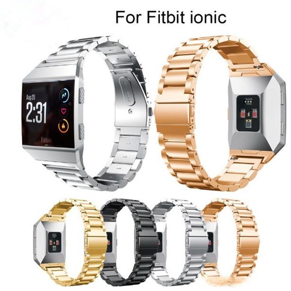 

4 color luxury stainless steel watchband for fitbit ionic smart wristwatch replacement bracelet strap watch band dhl ing