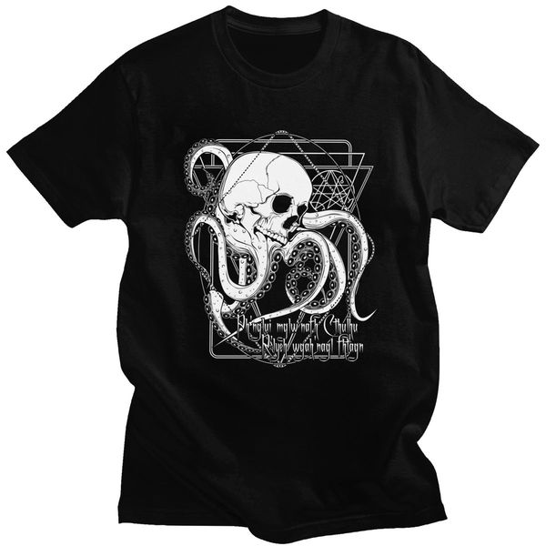

in his house at r'lyeh dead cthulhu waits dreaming t shirt men short sleeved lovecraft horror movie monster t-shirt cotton tee