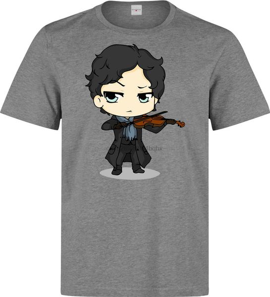 

sherlock holmes playing violin benedict cumberbatch mens grey t shirt top