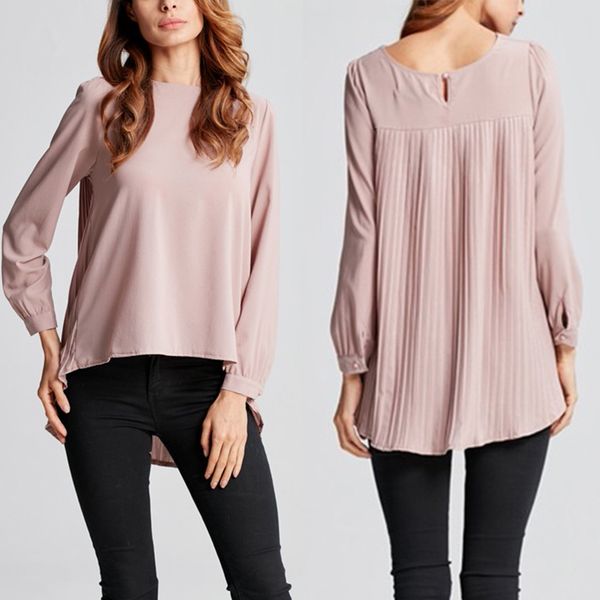 

fashion asymmetrical blouse 2020 zanzea women's pleated casual work blusas female long sleeve summer shirts plus size, White