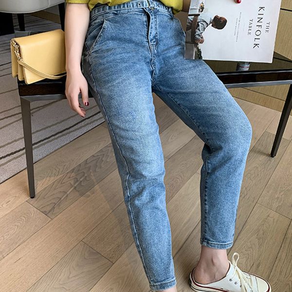

y large size dress 2020 spring and summer paragraph slimming elasticity jeans fat mm harun skinny pant, Black