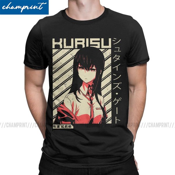 

steins gate 0 makise kurisu anime t-shirt men crazy cotton tees round collar short sleeve t shirt summer clothing