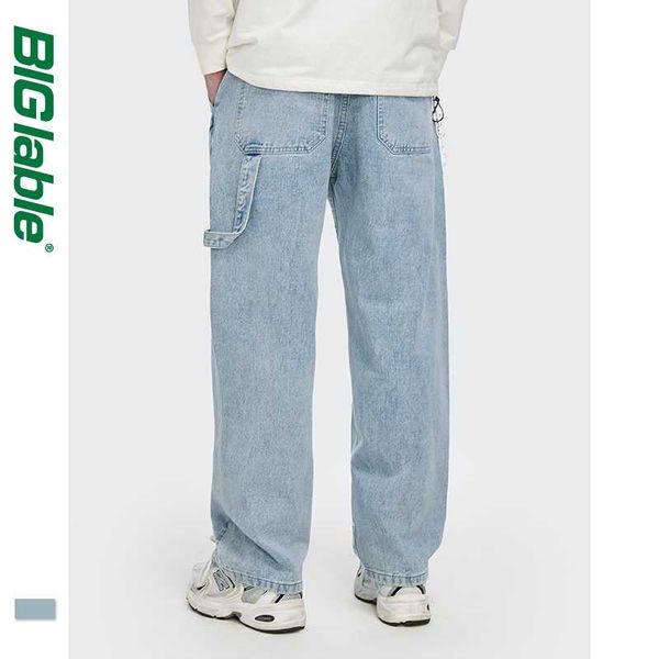 

men's jeans big lable mens relaxed fit washed denim pants stretch men baggy 3256w20, Blue