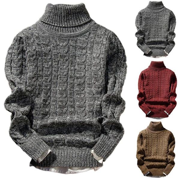 

casual men solid color winter turtle neck long sleeve twist slim knitted sweater neck long sleeve twist slim knitted sweater, White;black