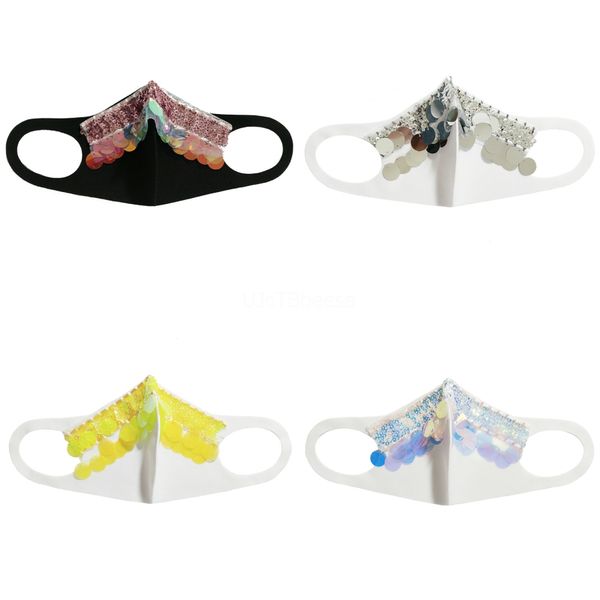

masks bling bling sequins anti-fog dust-proof personalized fasion cotton protective mask for and sipping#524, Black