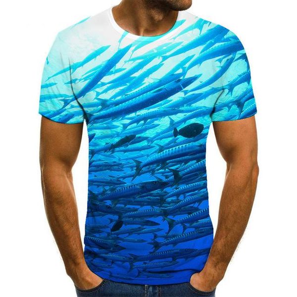 

fish pattern trend youth cool 3d print shirts horror plus size funny men clothing