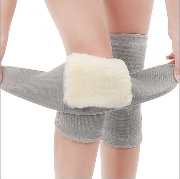 

chaoba 2pcs autumn&winter outdoor warm sport wool kneepad protect all around knee motion plus velvet thickening wool kneepad, Black;gray