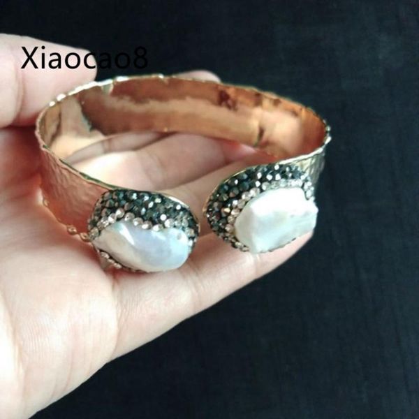 

bangle gold copper open bangles bracelets nature pearl fashion woman bracelet and bijoux femme women, Black