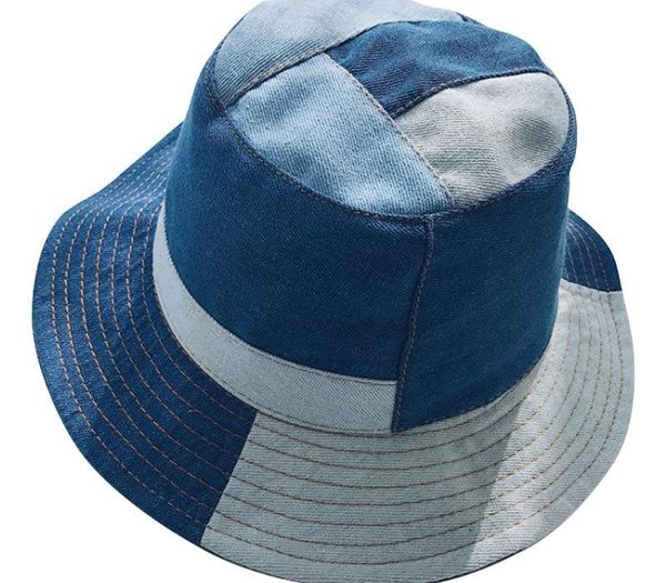 

новое лето взрослых unisex bucket hat ретро vintage denim matching солнцезащитный на открытом воздухе рыбак hat ковша с штоком, Blue;gray