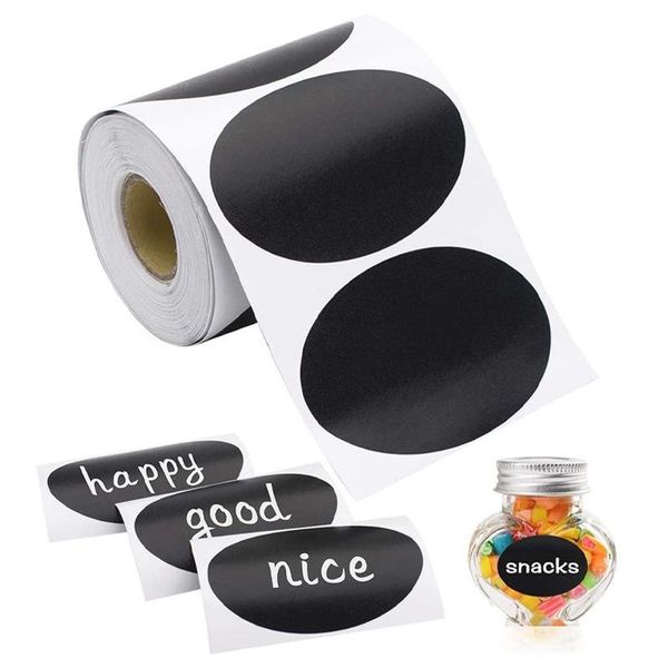 

120pcs 5cm pvc round chalkboard blackboard chalk board stickers craft kitchen jar organizer labels chalkboard sticker black