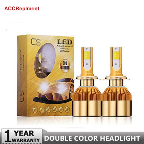 

led high brightness double color headlight bulbs kit h1 h3 h4 2 9003 h7 h11 h8 h9 9005 3 h10 9006 4 880 881 h27 76w