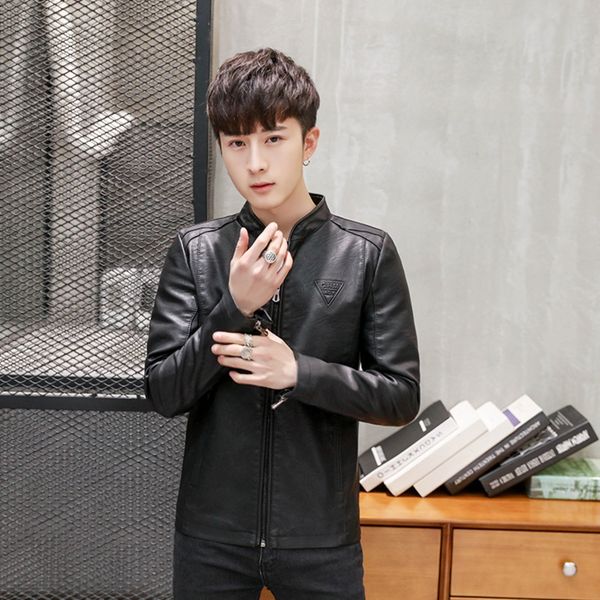 

slim thin men's pu leather jacket spring and autumn men's fashion leather coatcoat autumn fashion coat lv2xk, Blue