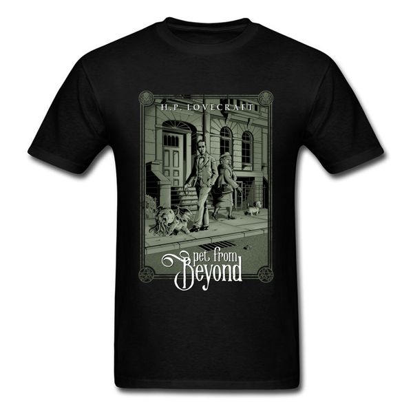 

домашние животные из-за лавкрафт tshirt мужчина ктулха tops vintage футболка 100% хлопок одежды chic лето tshirt черного тис