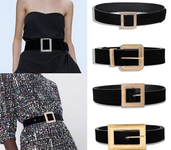 

women's belts casual geometric metal buckle belt with diamond waist chain belt 2020 new design, Black;brown