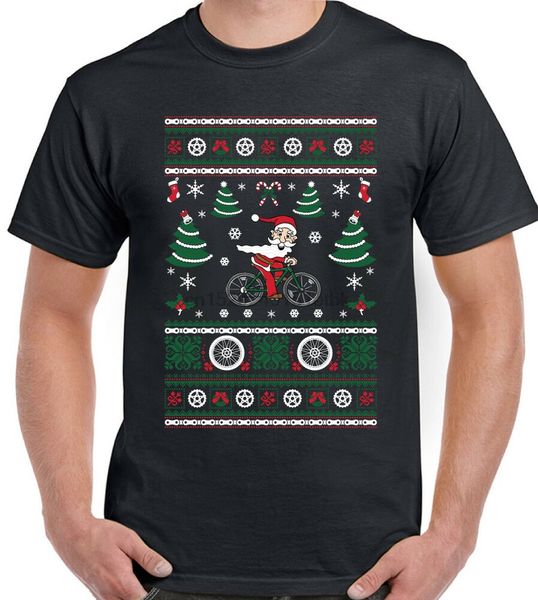 

cycling christmas t-shirt santa mens funny cyclist bike mtb road racer secret d2