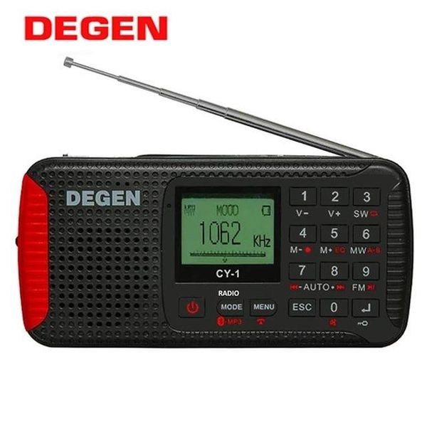 

consumer electronics degen cy-1 emergency fm /mw/ sw dynamo solar alarm clock shortwave radio lcd/sos/bluetooth/mp3/recorder portable radio