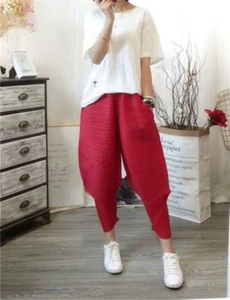 

selling fold leisure loose big yards thin nine points haroun pants in stock, Black