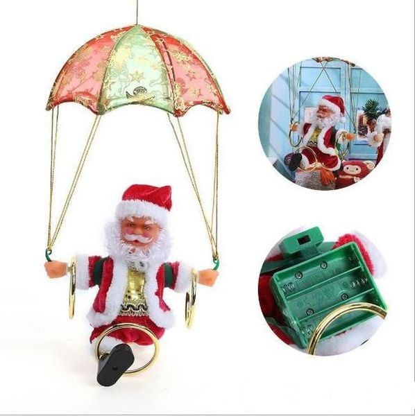 

new electric christmas santa claus toys hanging rotation parachute turn musical pendant child electric toy partyware