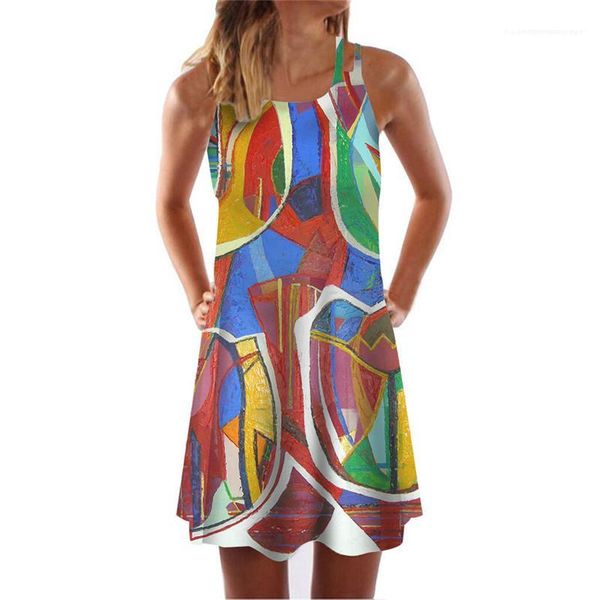 

neck brief natural waist dress women floral dresses camisole sleeveless dress women summer a-line o, Black;gray