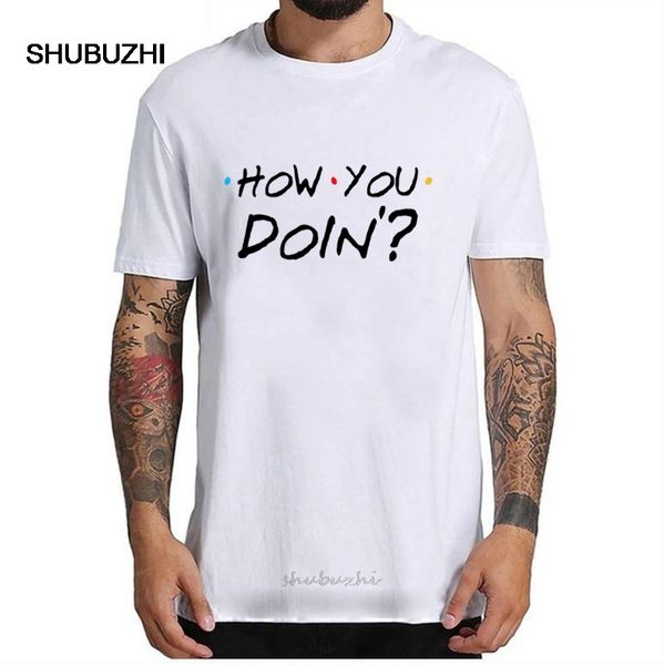 

summer t-shirt homme o-neck short sleeve 100% cotton how you doin friends tv show dark graphic t shirts for men sale