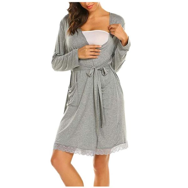 

telotuny women maternity long sleeve nusring breastfeeding dress pregnant solid nightwear dress sleepwear clothes zo31, White