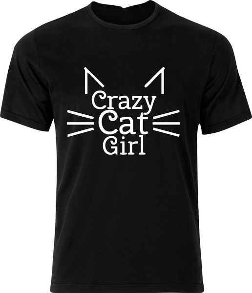 

crazy cat girl funny humor cotton t shirt loose plus size tee shirt