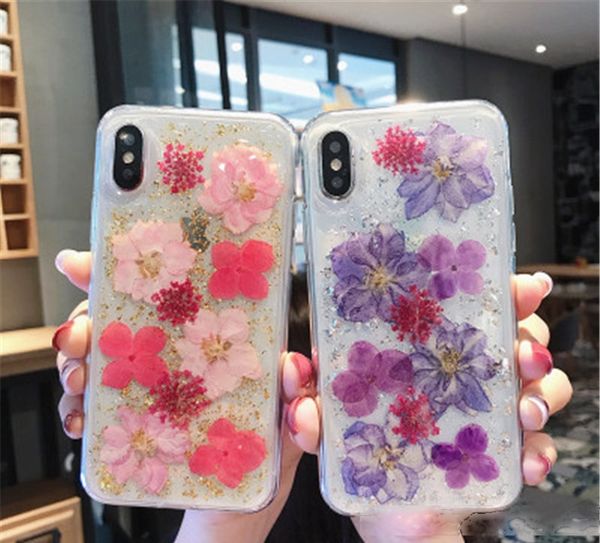 

fashion real dried flower flowers phone case protect cases for iphone x xs max xr 6 7 8 plus