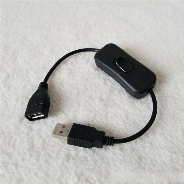 

usb type a male to female extension power cable with on-off switch button black 25cm