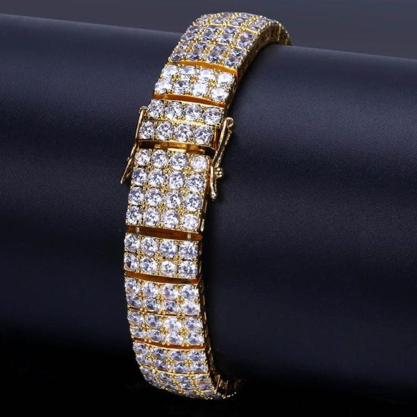 

men luxury gold silver color iced out shiny micro pave 4 rows cz crystal hip hop bracelet friend bransoletki damskie, Black