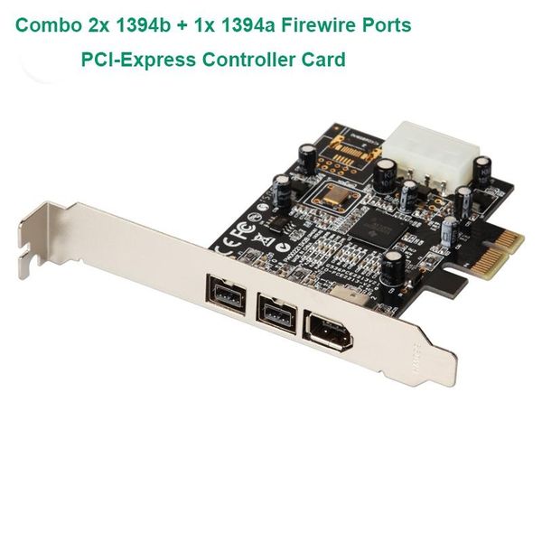 

3 ports combo 2x 1394b 1x 1394a firewire ports pci-express controller card ti xio2213b chipset low profile bracket