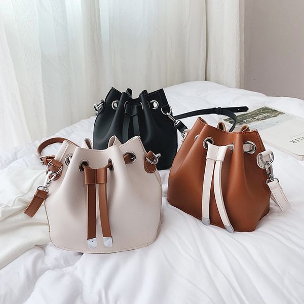 

popular 2020 new women's bag pull-belt bucket bag hand strap shoulder