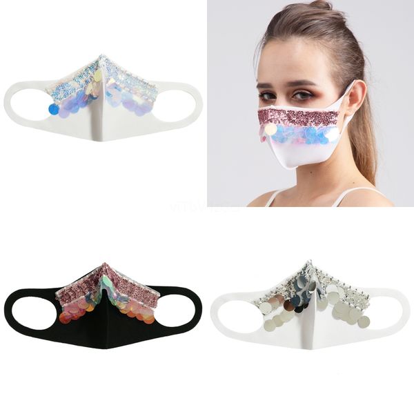 

стразы маска блестки mouthmask мода bling bling защитный пыле моющийся повторное использование маски резинка ушной маска # 669 # 639, Black