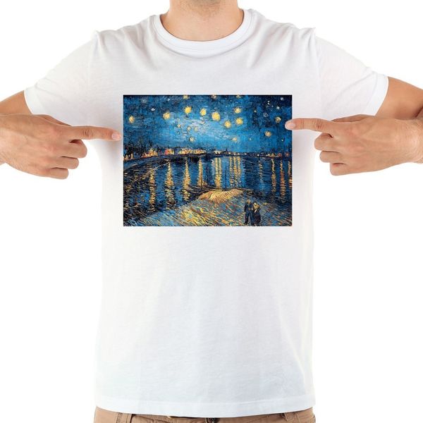 

vincent van gogh starry night over the rhone artist t shirt homme jollypeach brand new white casual short sleeve tshirt men