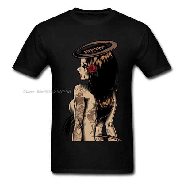 

сексуальная женщина ангел футболка мужчины футболка татуировки tshirts art design vintage фуфайки хлопка customized взрослых топы slim fit т