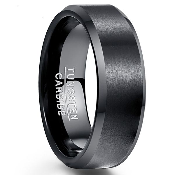 

8mm tungsten carbide ring engagement jewelry ring bague homme classic black matte surface tungsten steel, Golden;silver