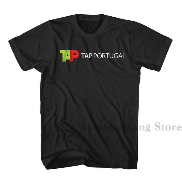 

tap air portugal airline aviation black t-shirt size s-3xl 100% cotton men t shirt women tee