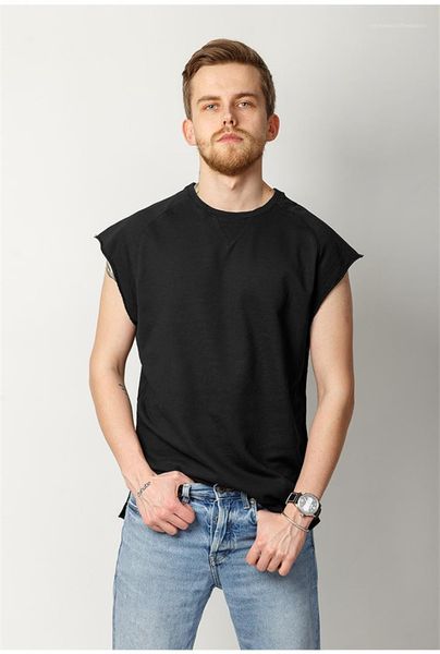 

crew neck tank summer designer mens sleeveless tshirts fashion solid color teenagers tee mens casual, White;black