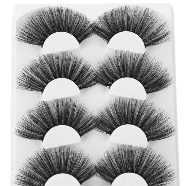 

4 pairs 3d mink 25mm lashes natural long thick false eyelashes fluffy volume fake lashes reusable makeup eyelash extension tools